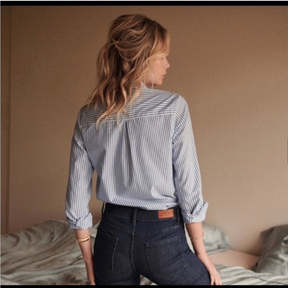 Sezane blue and white striped button down blouse - Picture 8 of 8
